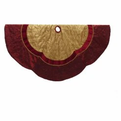 Discount 👏 Kurt S. Adler Christmas Tree 🥰 Skirts & Collars Kurt Adler 72 In. Red And Gold Criss-Cross Scallop Treeskirt ⌛