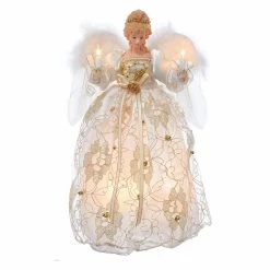 Brand new 🧨 Kurt S. Adler ✨ Christmas Tree Toppers Kurt Adler 12 In. UL 10-Light Ivory And Gold Angel Tree Topper ⌛