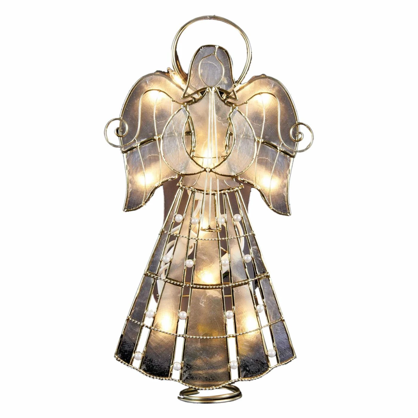 Outlet 👍 Kurt S. Adler ❄ Christmas Tree Toppers Kurt Adler 9.75 In. 10-Light Capiz Angel Tree Topper With Vines And Pearls 👏 3 Outlet 👍 Kurt S. Adler ❄ Christmas Tree Toppers Kurt Adler 9.75 In. 10-Light Capiz Angel Tree Topper With Vines And Pearls 👏