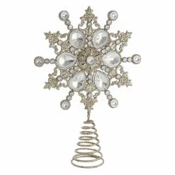 Best Pirce 🧨 Christmas Tree Toppers Kurt S. Adler Tin And Plastic Jewel Snowflake Treetop ✨