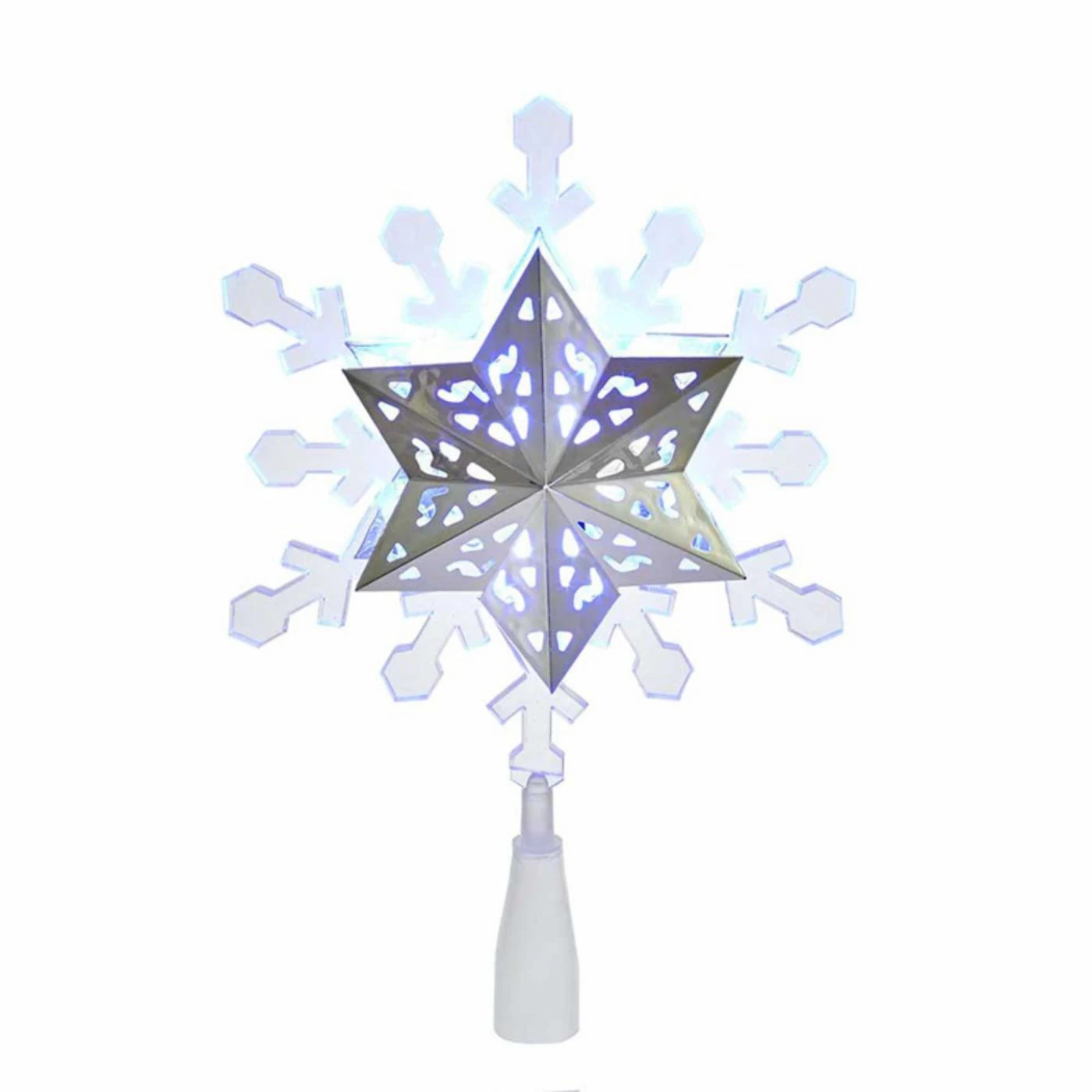 Brand new ๐ Christmas Tree Toppers Kurt S. Adler 9 In. Blue And White LED Rotating Snowflake Treetop โญ 3 Brand new ๐ Christmas Tree Toppers Kurt S. Adler 9 In. Blue And White LED Rotating Snowflake Treetop โญ