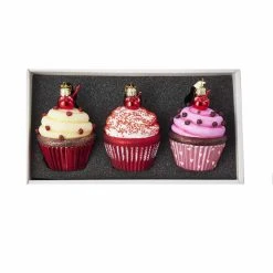 New 🤩 Multicolored Ornaments Kurt S. Adler 3.65 In. Noble Gems Glass Cupcake Ornaments - Set Of 3 ✨