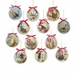 Outlet ⭐ Multicolored Ornaments Kurt S. Adler 85mm Decoupage Ball Ornaments - Set Of 12 ⌛