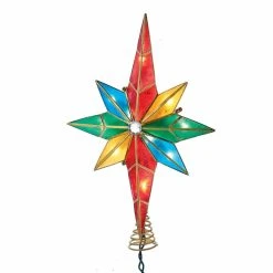 Promo ❤️ Christmas Tree Toppers Kurt S. Adler 10-Light Multicolored Capiz Bethlehem Star Treetop With Gem Center ✔️