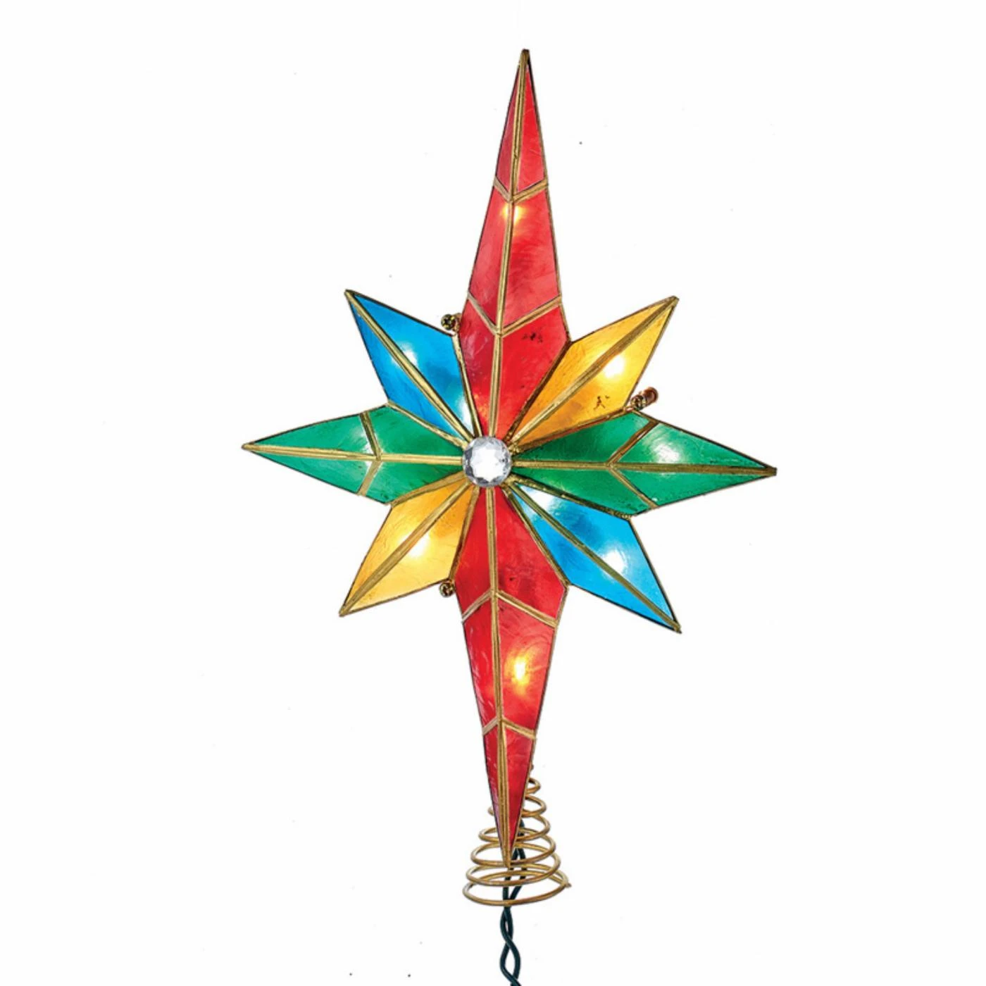 Promo ❤️ Christmas Tree Toppers Kurt S. Adler 10-Light Multicolored Capiz Bethlehem Star Treetop With Gem Center ✔️ 3 Promo ❤️ Christmas Tree Toppers Kurt S. Adler 10-Light Multicolored Capiz Bethlehem Star Treetop With Gem Center ✔️