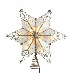 Hot Sale ⌛ Christmas Tree Toppers Kurt S. Adler 10-Light 6-Point Capiz Star Treetop 🤩