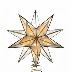 Promo ⌛ Christmas Tree Toppers Kurt S. Adler 10-Light 15-Point Gold Sputnik Capiz Treetop 👏