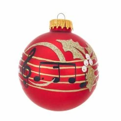 Best Sale ✨ Yellow Ornaments Kurt S. Adler Red Music Notes Ball Ornaments - Set Of 6 ✔️