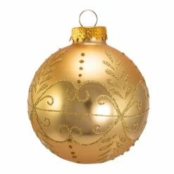 Best Sale 🔔 Yellow Ornaments Kurt S. Adler Gold With Gold Pattern Ball Ornaments - Set Of 6 ⭐