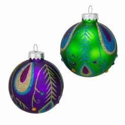 Top 10 ⭐ Purple Ornaments Kurt S. Adler Peacock Purple And Green Ball Ornaments - Set Of 6 💯