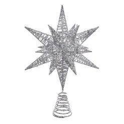 Brand new 😉 Christmas Tree Toppers Kurt S. Adler 15.5 In. Silver Glitter Wire 3D Star Tree Topper ⌛
