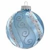 Hot Sale 😉 Blue Ornaments Kurt Adler 3.15. In. Silver Blue With Glitter And Sequins Glass Ball Ornaments - Set Of 6 ✔️ -Jolly Ornaments Shop masterKSA3123