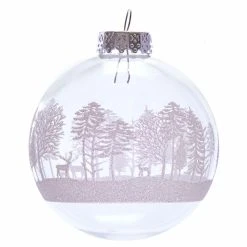 Discount 🧨 White Ornaments Kurt Adler 3.15. In. Clear With White Tree Design Glass Ball Ornaments - Set Of 6 😉