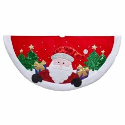 Top 10 💯 Christmas Tree Skirts & Collars Kurt Adler 48 In. Red And White Applique Santa Tree Skirt 😍
