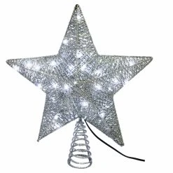 Hot Sale 🤩 Christmas Tree Toppers Kurt Adler 45 Light 10 In. LED Silver Star Tree Topper ❤️