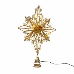 Hot Sale 😉 Kurt S. Adler, Inc. 😍 Christmas Tree Toppers Kurt Adler 15.5-Inch 30-Light Fairy Light Gold Star Treetop ❤️