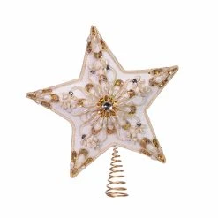 Best deal ❤️ Kurt S. Adler, Inc. ❄ Christmas Tree Toppers Kurt Adler 13.5-Inch 5-Point White And Gold Star Treetop ✔️