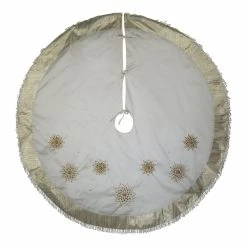 Flash Sale 🤩 Kurt S. Adler, Inc. ❄ Christmas Tree Skirts & Collars Kurt Adler 60-Inch Multi-Colored Beads Flower Ivory Embroidered Tree 🥰 Skirt ❤️