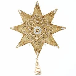 Brand new ⭐ Kurt S. Adler, Inc. ❄ Christmas Tree Toppers Kurt Adler 16-Inch Pearl And Gold Shimmer 8-Point Star Tree Topper ✨