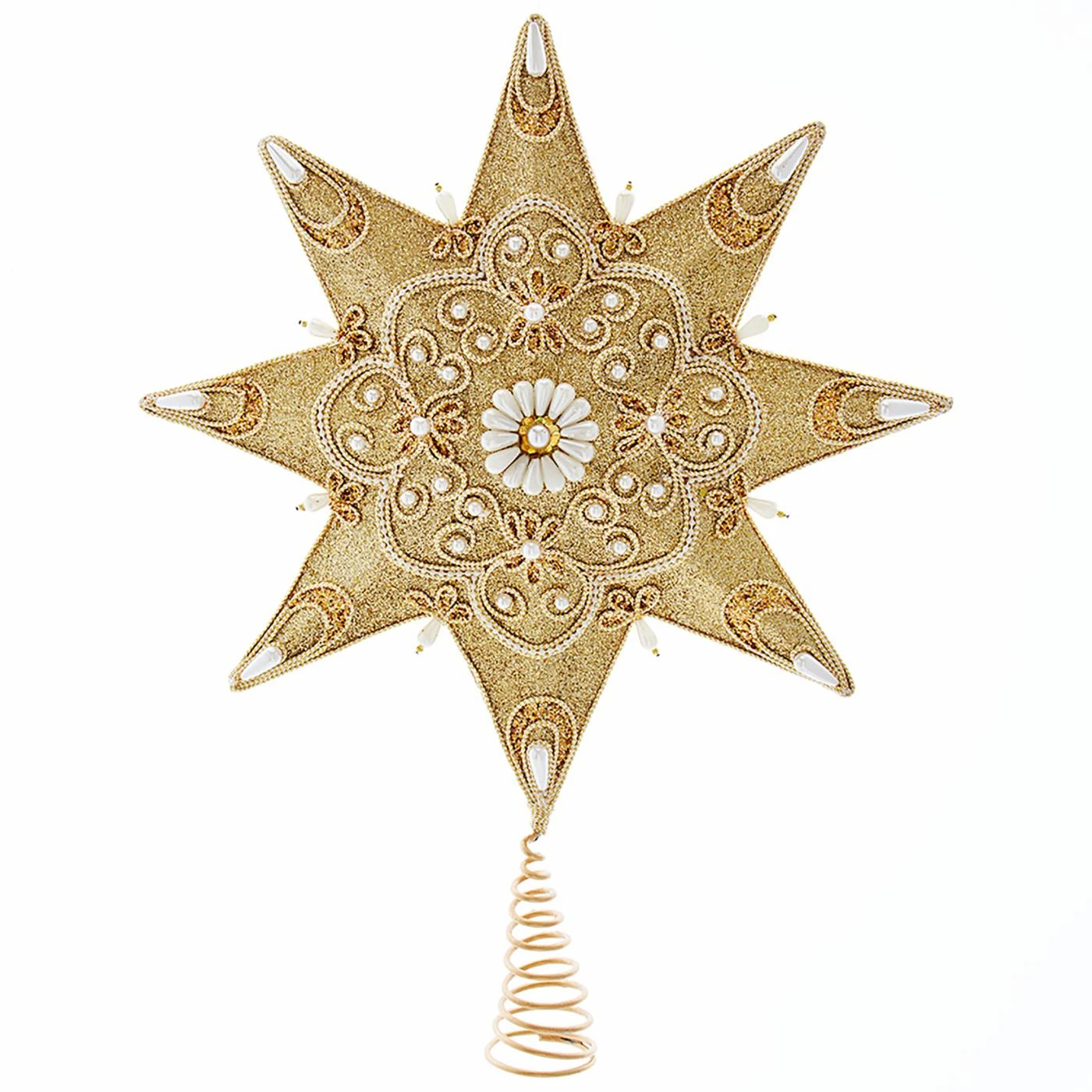 Brand new ⭐ Kurt S. Adler, Inc. ❄ Christmas Tree Toppers Kurt Adler 16-Inch Pearl And Gold Shimmer 8-Point Star Tree Topper ✨ 3 Brand new ⭐ Kurt S. Adler, Inc. ❄ Christmas Tree Toppers Kurt Adler 16-Inch Pearl And Gold Shimmer 8-Point Star Tree Topper ✨
