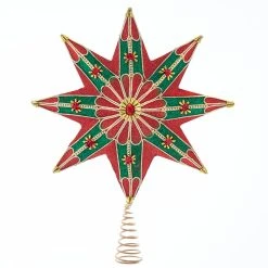 Best Sale 🧨 Kurt S. Adler, Inc. 😀 Christmas Tree Toppers Kurt Adler 16-Inch 8-Point Red, Green, And Gold Traditional Star Tree Topper ✨