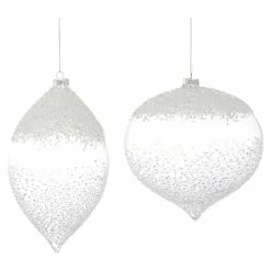 Hot Sale 😍 White Ornaments Melrose 4 Piece Winter Solstice Glass Ornament Set 😉