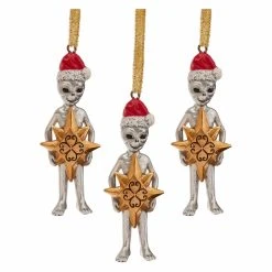 Promo ✔️ Yellow Ornaments Design Toscano Wiseman Star 😍 Christmas Alien Holiday Ornament - Set Of 3 🎉
