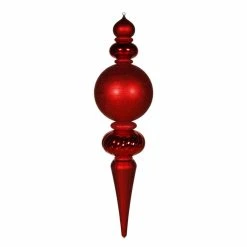 Outlet 🔥 Red Ornaments Vickerman 62 In. Red Finial Shiny Matte Glitter 🔥