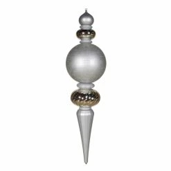 Budget 😀 Metallic Ornaments Vickerman 62 In. Silver Finial Shiny Matte Glitter ✨