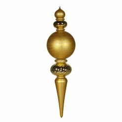 Best Pirce ⌛ Yellow Ornaments Vickerman 62 In. Gold Finial Shiny Matte Glitter ⌛