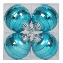 Discount ✔️ Green Ornaments Vickerman 4 In. Mirror Ball Ornament - Set Of 4 ⌛
