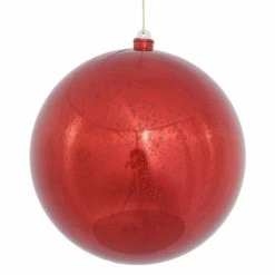 Discount 👍 Red Ornaments Vickerman 10 In. Shiny Red Mercury Ball Ornament 🌟