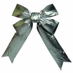 Coupon 🌟 Christmas Bows & Ribbons Vickerman 4 Loop Nylon Indoor Christmas Bow - Silver 😉