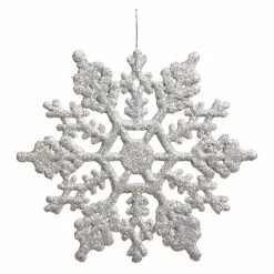 Best Sale 🧨 Metallic Ornaments Vickerman 4 In. Silver Glitter Snowflake - Set Of 24 😀