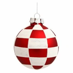 Wholesale 👍 Red Ornaments Vickerman 80MM Red/White Check Balls - Set Of 4 ✨
