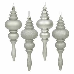 Best reviews of ✔️ Metallic Ornaments Vickerman 7 In. Silver Finial 4 Finish Assorted - Set Of 8 🛒