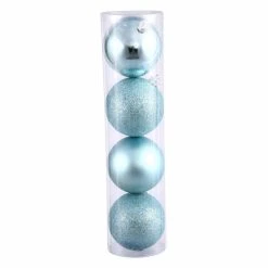 New ⭐ Blue Ornaments Vickerman 2.4 In. Baby Blue 4 Finish Ornament Assorted - Set Of 24 ⭐
