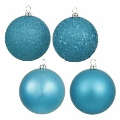 New ✔️ Blue Ornaments Vickerman 2.75 In. Turquoise 4 Finish Ornament Assorted - Set Of 20 👏