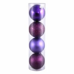Best Sale ✔️ Purple Ornaments Vickerman 3 In. Plum 4 Finish Ball Assorted - Set Of 16 💯
