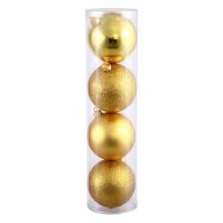 Top 10 🔥 Yellow Ornaments Vickerman 4.75 In. Gold 4 Finish Ball Assorted - Set Of 4 🛒