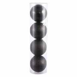 Promo 🔔 Black Ornaments Vickerman 4.75 In. Black 4 Finish Ball Assorted - Set Of 4 ⭐