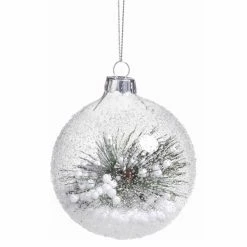 Promo 💯 All Other Brands Colorful Ornaments Clear Beaded Round Ornament With Pine Needle - Set Of 6 ❤️