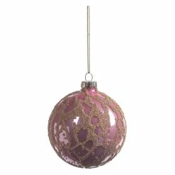 Budget ๐งจ All Other Brands Yellow Ornaments Abstract Beaded Hanging Pink Ball Ornament - Set Of 6 ๐ฅฐ