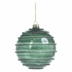 Coupon ⌛ All Other Brands Green Ornaments Striped Green Christmas Ball Ornament - Set Of 4 🎁