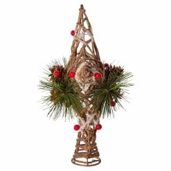 Hot Sale 🤩 Christmas Tree Toppers Kurt Adler 11 In. Natural Star With Pinecones Tree Topper 😍 -Jolly Ornaments Shop scaleKSA3172